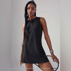 athleta black tennis dress Off Shoulder Faux Fur Trim Mini Dress | Long Sleeve Holiday Party Dress main image 0